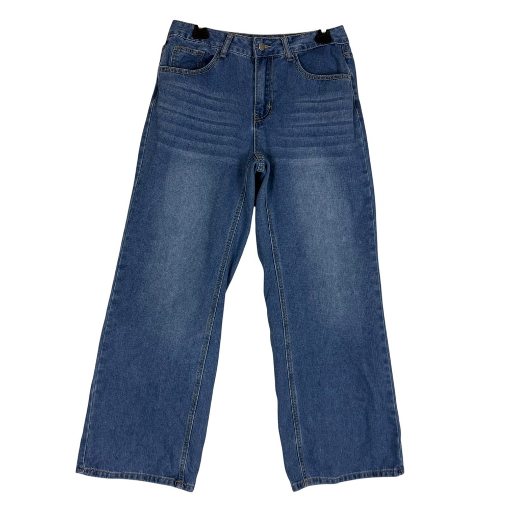 Forever 21 Wide Leg Jeans Womens 29 Blue Medium Wash High Rise Relaxed Denim
